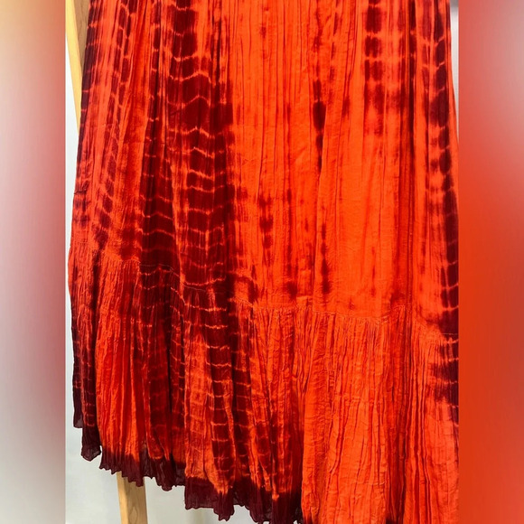 SOFT SURROUNDINGS Orange tie dye embellished waist maxi skirt size S. - Picture 4 of 11
